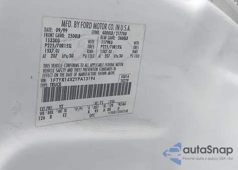 2000 Ford Ranger Xlt from USA, damaged, VIN 1FTYR14X2YPA13194